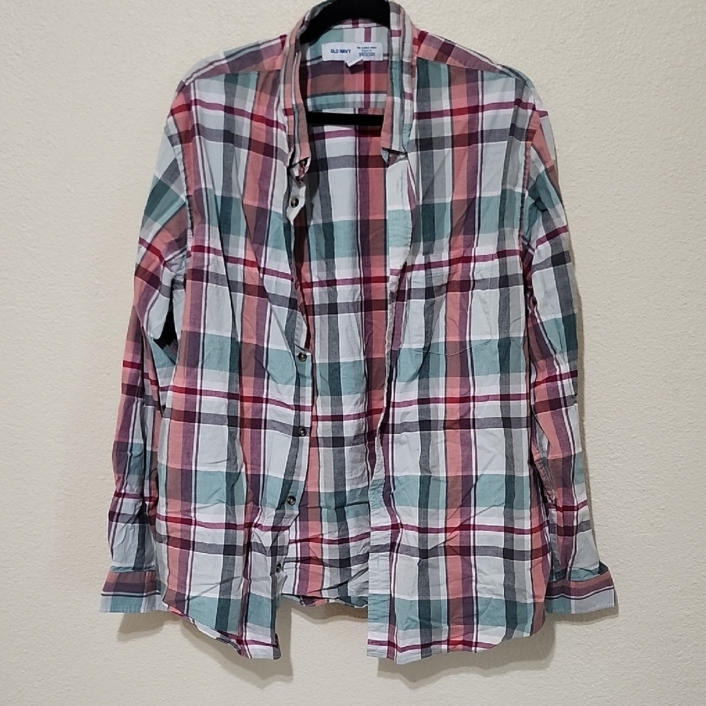 Old Navy Multicolor Plaid Casual Button Down Shirt